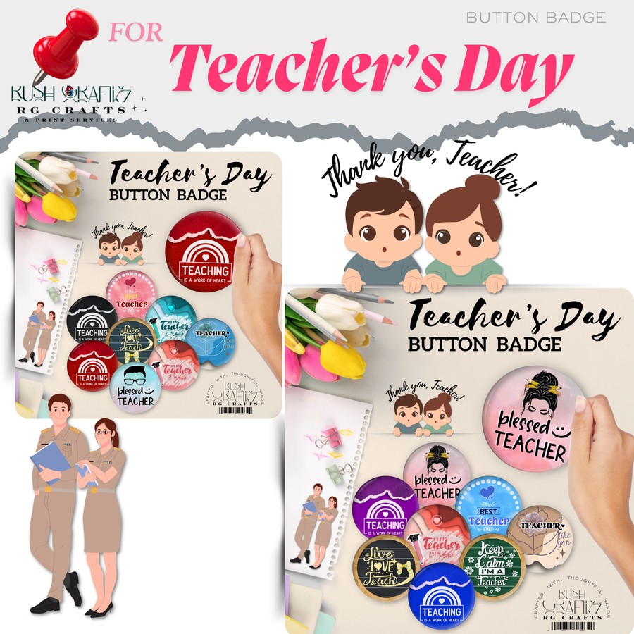 Teacher's Day Button Badge Set