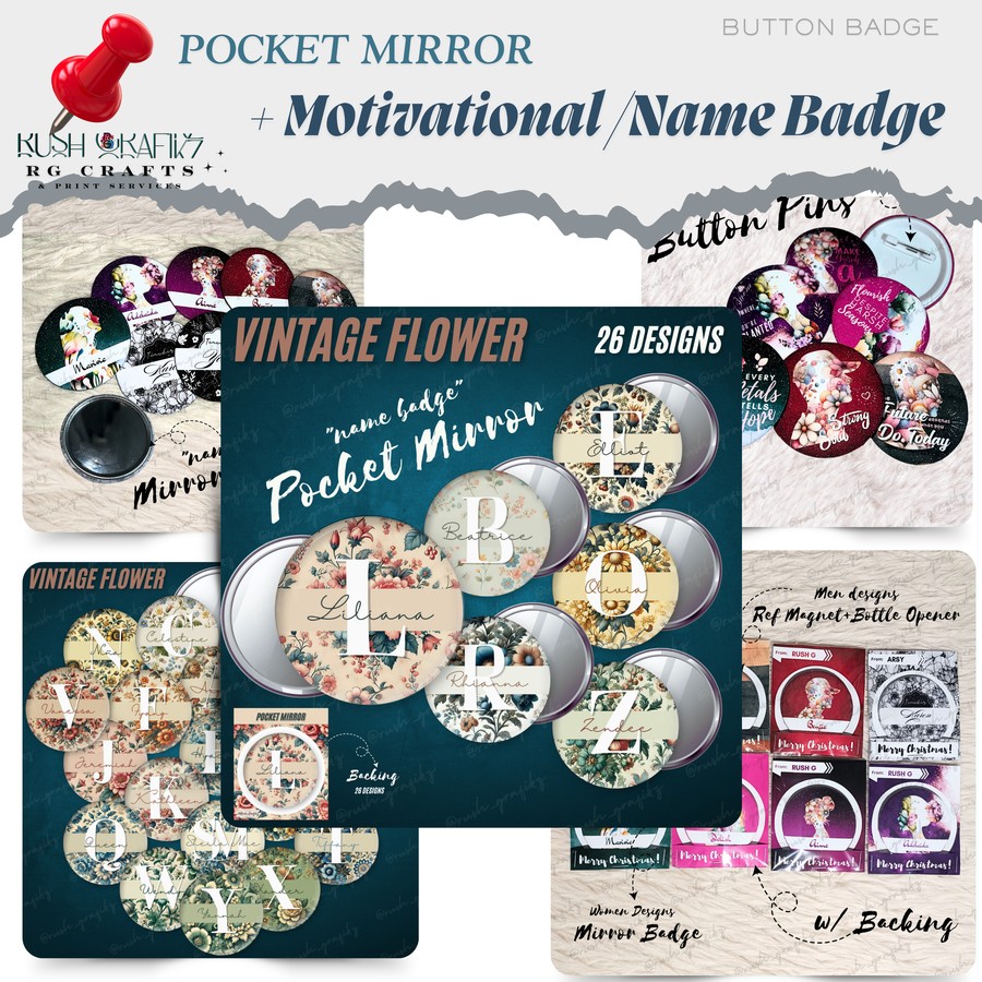 Letter Name + Vintage Flower